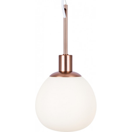 Lampa wisząca szklana kula Erich 15cm opal / mosiądz Maytoni