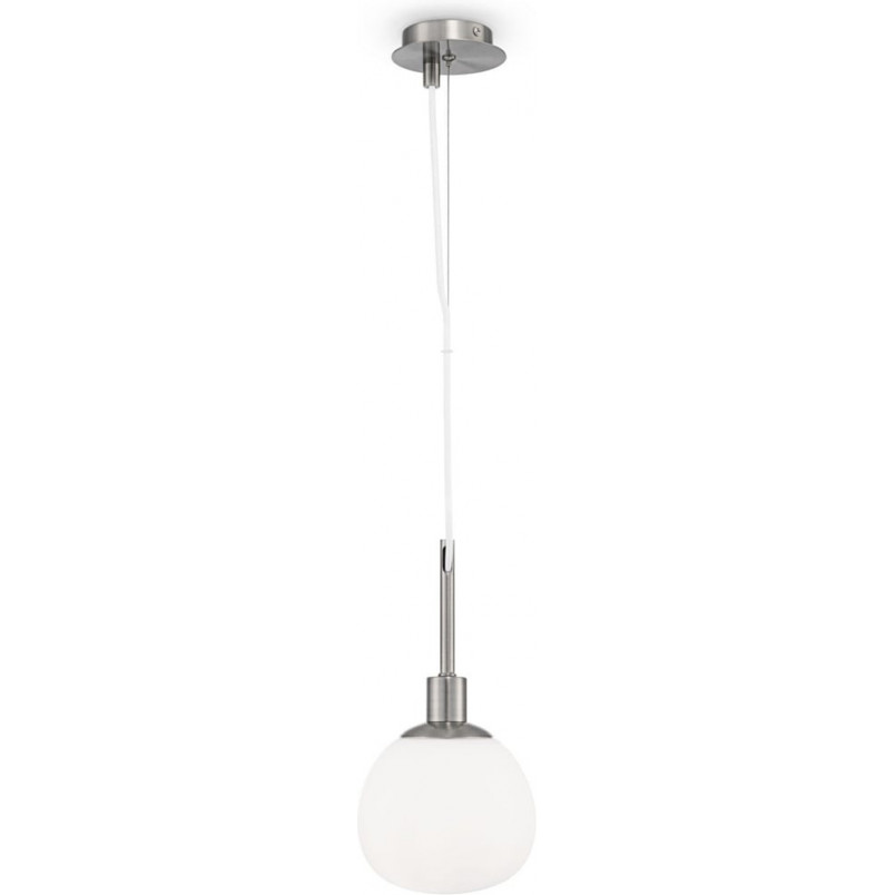 Lampa wisząca szklana kula Erich 15cm opal / nikiel Maytoni