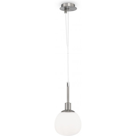 Lampa wisząca szklana kula Erich 15cm opal / nikiel Maytoni