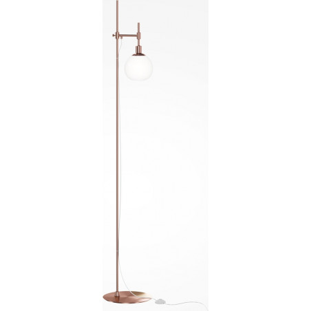 Lampa podłogowa szklana kula Erich opal / mosiądz Maytoni