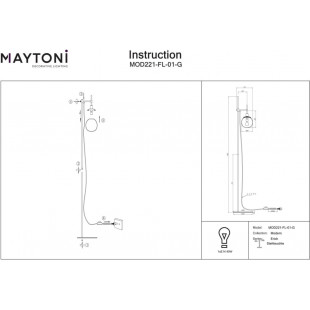Lampa podłogowa szklana kula Erich opal / mosiądz Maytoni