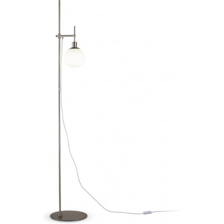 Lampa podłogowa szklana kula Erich opal / nikiel Maytoni