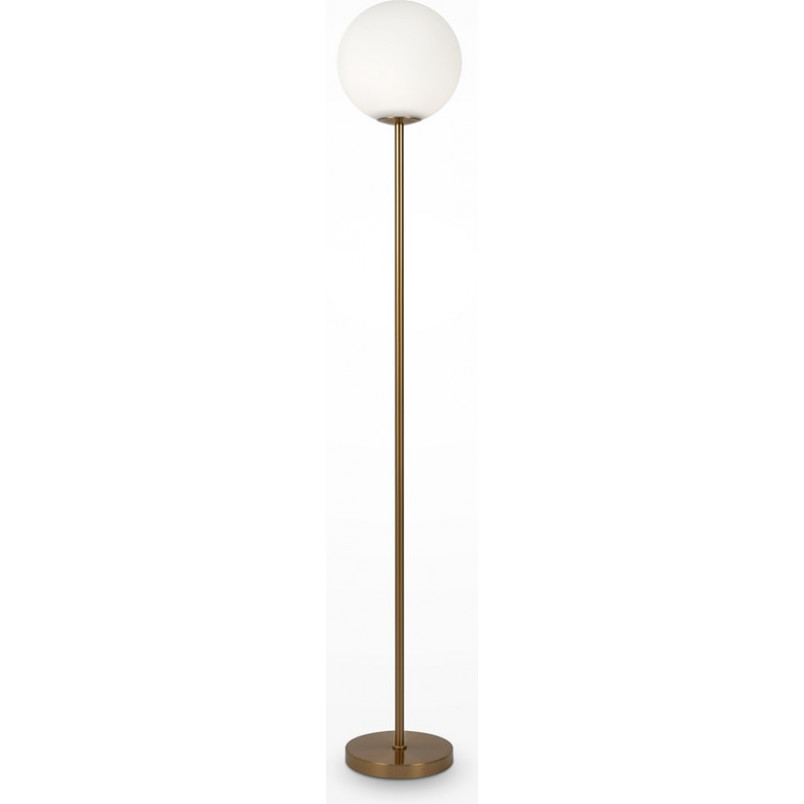 Lampa podłogowa kula szklana Ring 155cm biało-mosiężna Maytoni