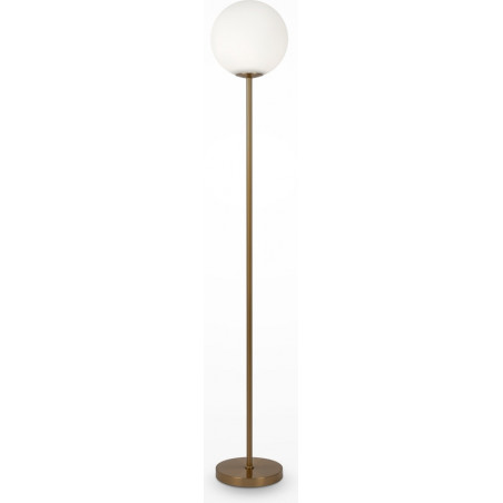 Lampa podłogowa kula szklana Ring 155cm biało-mosiężna Maytoni