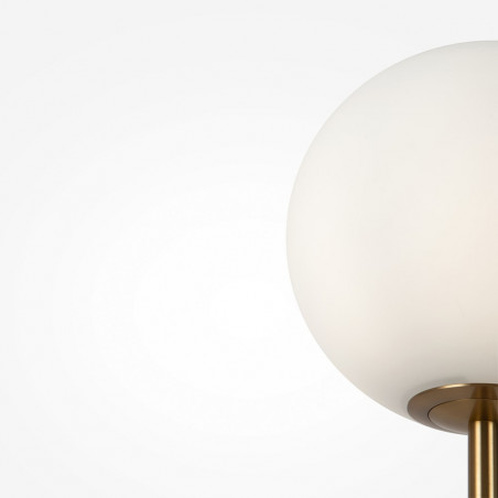 Lampa podłogowa kula szklana Ring 155cm biało-mosiężna Maytoni