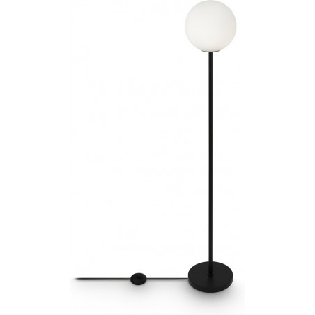 Lampa podłogowa kula szklana Ring 155cm biało-czarna Maytoni