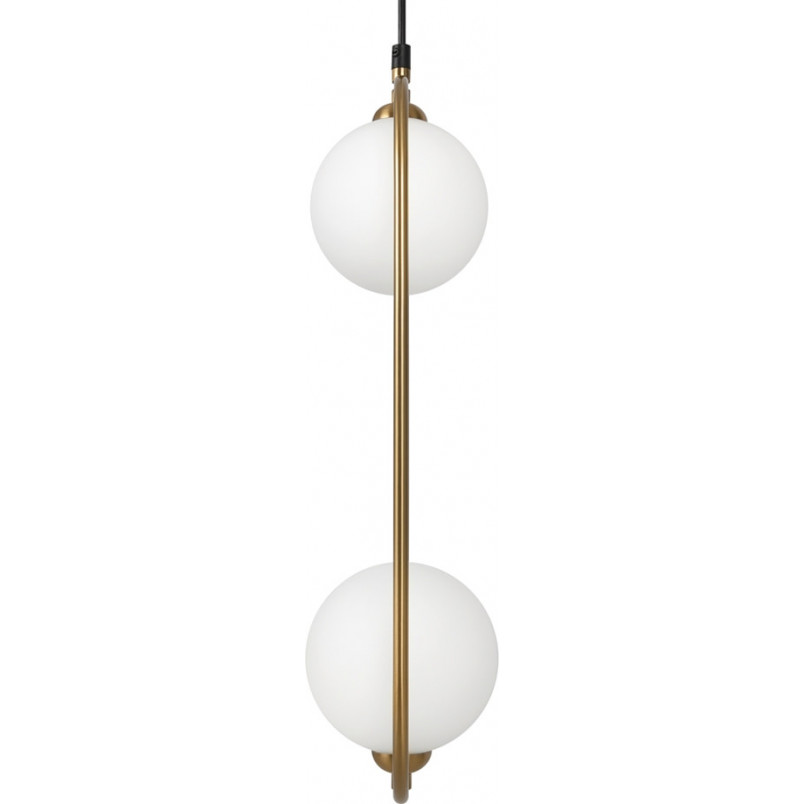 Lampa wisząca 2 szklane kule Ring II 17cm biało-mosiężna Maytoni