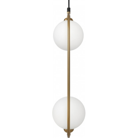 Lampa wisząca 2 szklane kule Ring II 17cm biało-mosiężna Maytoni