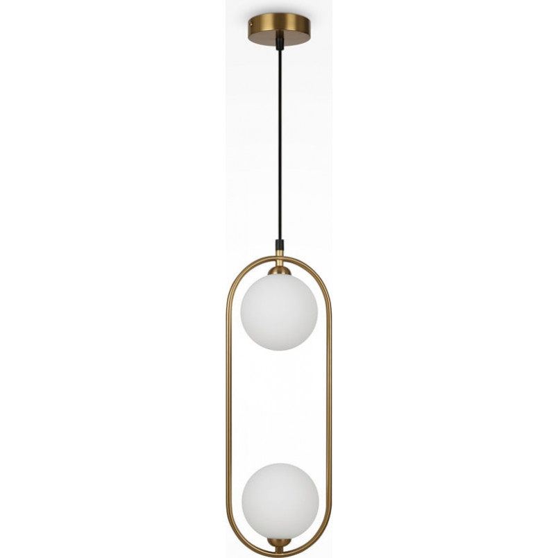 Lampa wisząca 2 szklane kule Ring II 17cm biało-mosiężna Maytoni