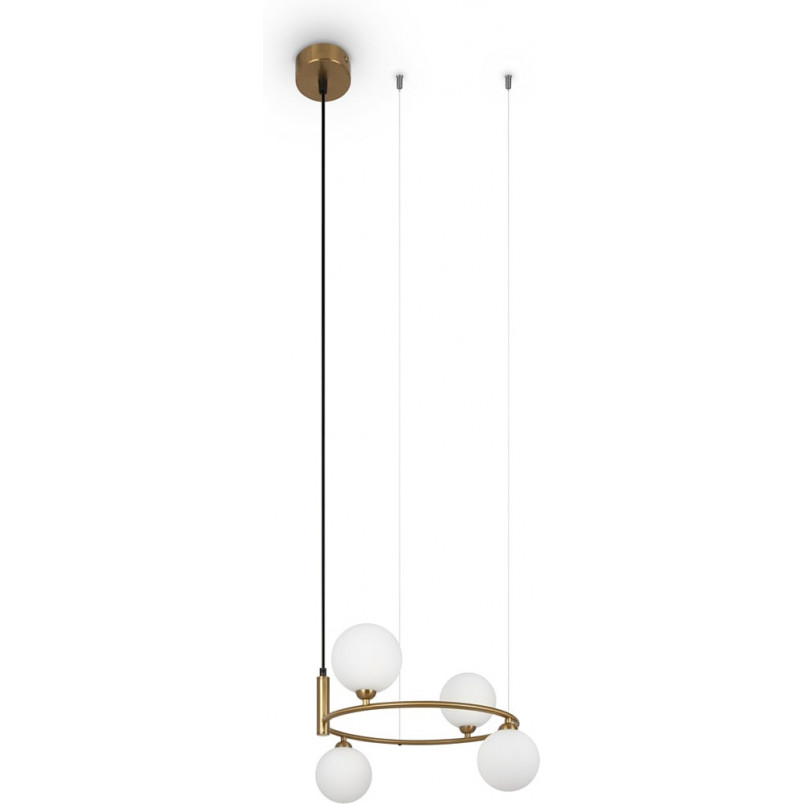 Lampa wisząca okrągła szklane kule Ring IV 40cm biało-mosiężna Maytoni