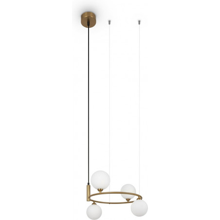 Lampa wisząca okrągła szklane kule Ring IV 40cm biało-mosiężna Maytoni