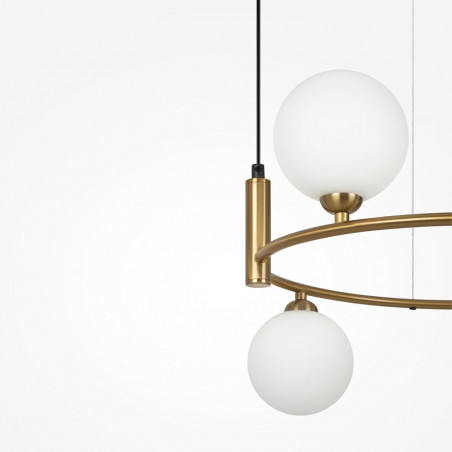 Lampa wisząca okrągła szklane kule Ring IV 40cm biało-mosiężna Maytoni