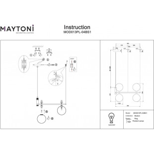 Lampa wisząca okrągła szklane kule Ring IV 40cm biało-mosiężna Maytoni