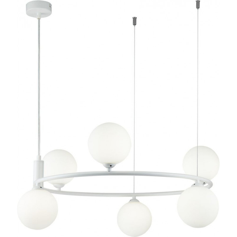 Lampa wisząca okrągła szklane kule Ring VI 58cm biała Maytoni