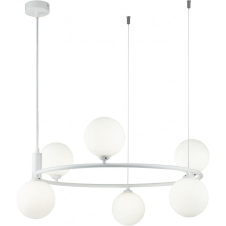 Lampa wisząca okrągła szklane kule Ring VI 58cm biała Maytoni