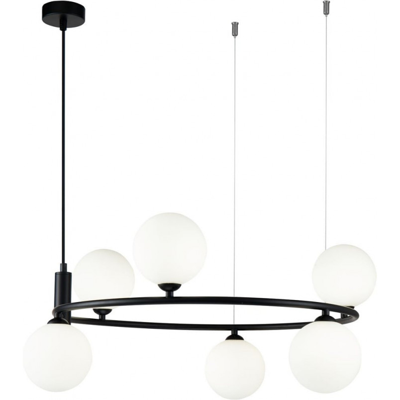 Lampa wisząca okrągła szklane kule Ring VI 58cm biało-czarna Maytoni