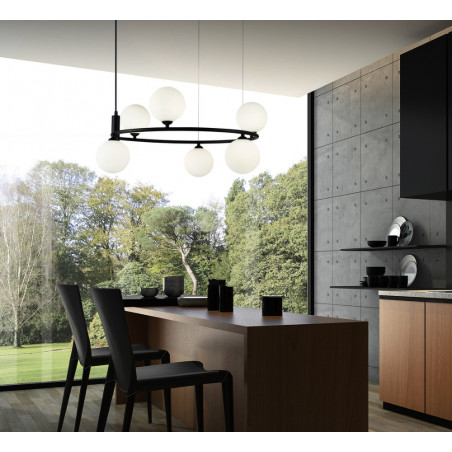 Lampa wisząca okrągła szklane kule Ring VI 58cm biało-czarna Maytoni