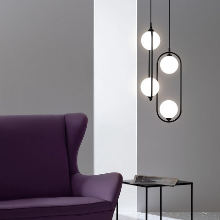 Lampa wisząca 2 szklane kule Ring II 17cm biało-czarna Maytoni