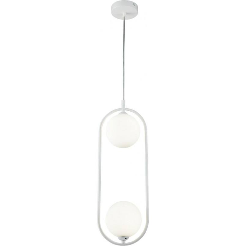 Lampa wisząca 2 szklane kule Ring II 17cm biała Maytoni
