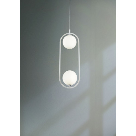 Lampa wisząca 2 szklane kule Ring II 17cm biała Maytoni