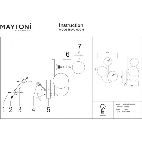 Kinkiet 3 szklane kule Dallas szło dymione / chrom Maytoni