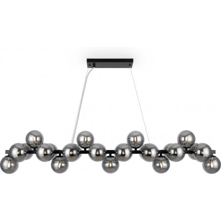 Lampa wisząca podłużna szklane kule Dallas XXV 123,5cm szkło dymione / czarny Maytoni