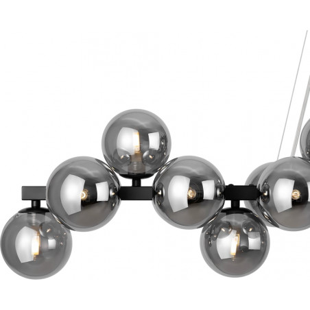 Lampa wisząca podłużna szklane kule Dallas XXV 123,5cm szkło dymione / czarny Maytoni
