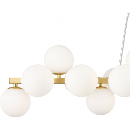 Lampa wisząca podłużna szklane kule Dallas XXV 123,5cm biały / złoty Maytoni