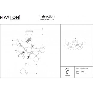 Plafon 12 szklanych kul Dallas 60cm szkło dymione / czarny Maytoni