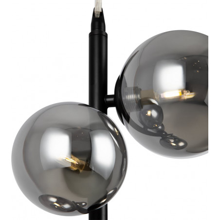 Lampa wisząca pionowa 6 szklanych kul Dallas 29cm szkło dymione / czarny Maytoni
