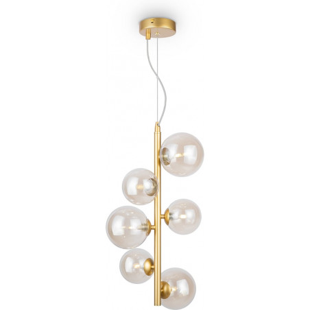 Lampa wisząca pionowa 6 szklanych kul Dallas 29cm bursztynowy / złoty Maytoni