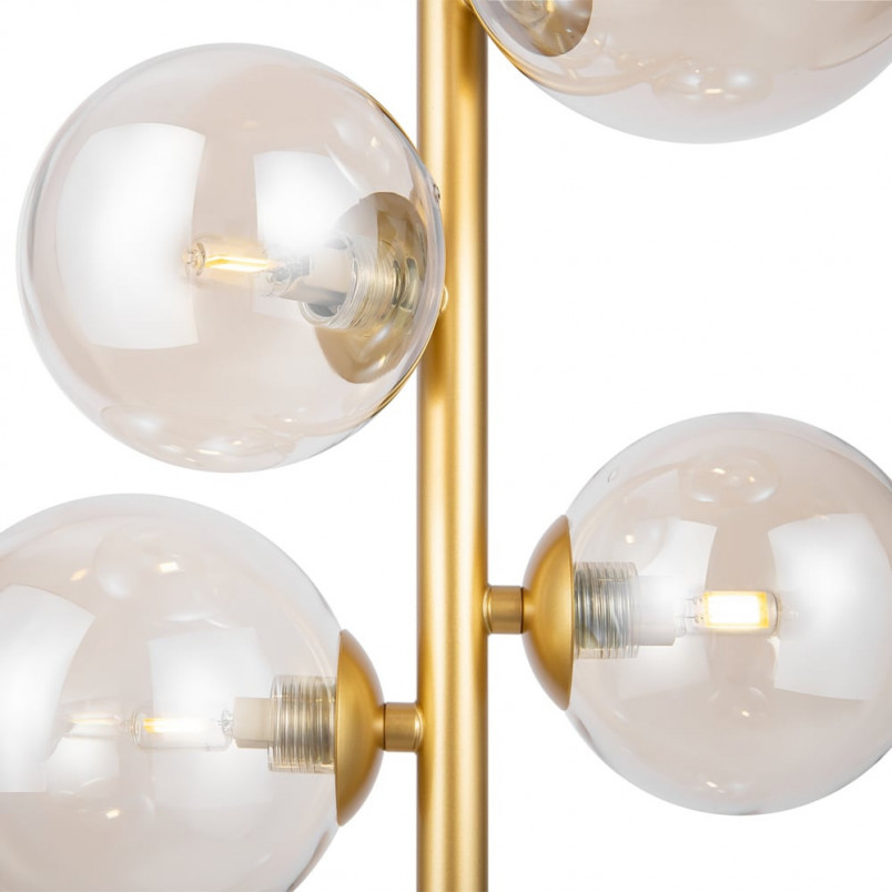 Lampa wisząca pionowa 6 szklanych kul Dallas 29cm bursztynowy / złoty Maytoni