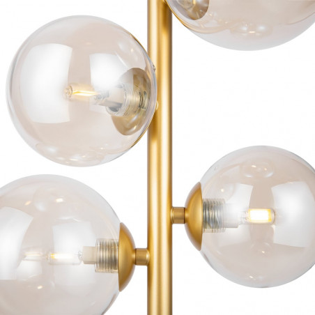 Lampa wisząca pionowa 6 szklanych kul Dallas 29cm bursztynowy / złoty Maytoni