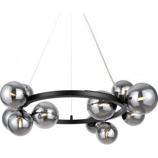 Lampa wisząca okrągła 11 szklanych kul Dallas 67cm szkło dymione / czarny Maytoni