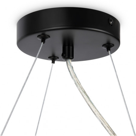 Lampa wisząca okrągła 11 szklanych kul Dallas 67cm szkło dymione / czarny Maytoni