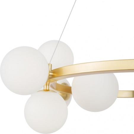 Lampa wisząca okrągła 11 szklanych kul Dallas 67cm biały / złoty Maytoni