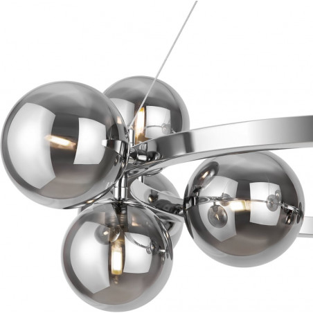 Lampa wisząca okrągła 11 szklanych kul Dallas 67cm szkło dymione / chrom Maytoni