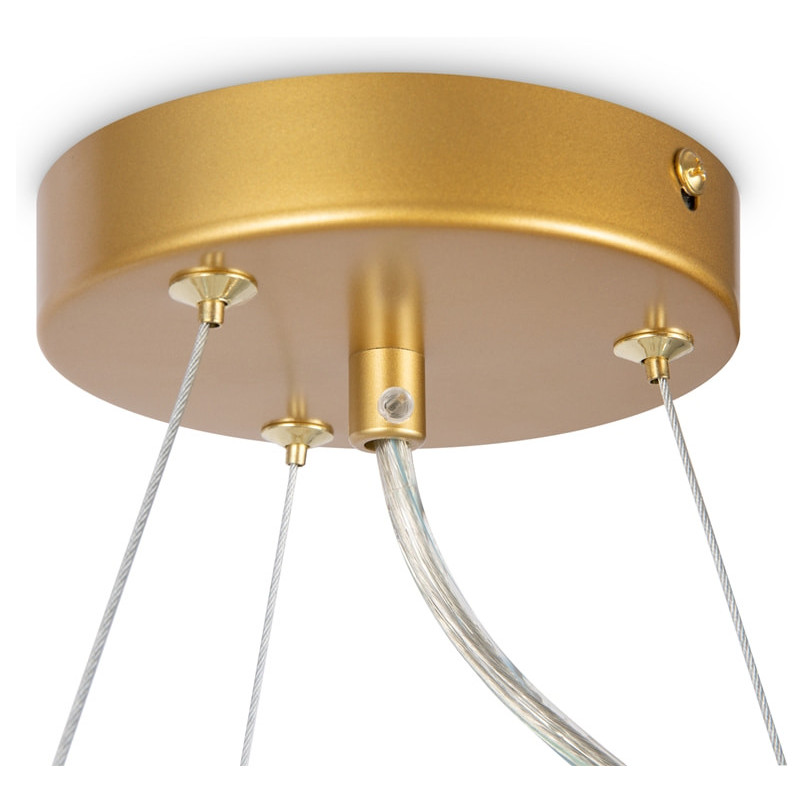 Lampa wisząca okrągła 11 szklanych kul Dallas 67cm bursztynowy / złoty Maytoni