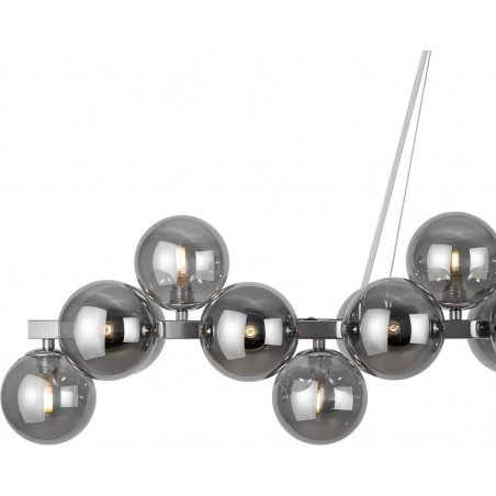 Lampa wisząca podłużna szklane kule Dallas XXV 123,5cm szkło dymione / chrom Maytoni
