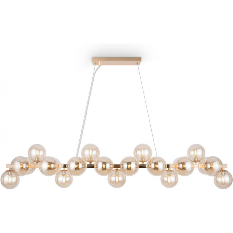 Lampa wisząca podłużna szklane kule Dallas XXV 123,5cm bursztynowy / złoty Maytoni