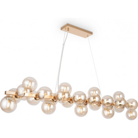 Lampa wisząca podłużna szklane kule Dallas XXV 123,5cm bursztynowy / złoty Maytoni