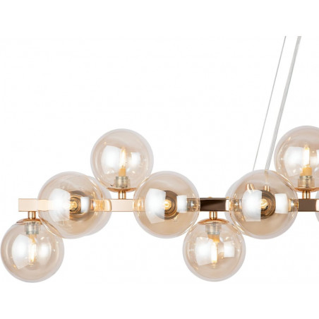 Lampa wisząca podłużna szklane kule Dallas XXV 123,5cm bursztynowy / złoty Maytoni