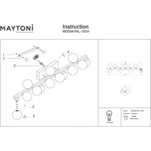 Kinkiet 13 szklanych kul Dallas szło dymione / chrom Maytoni