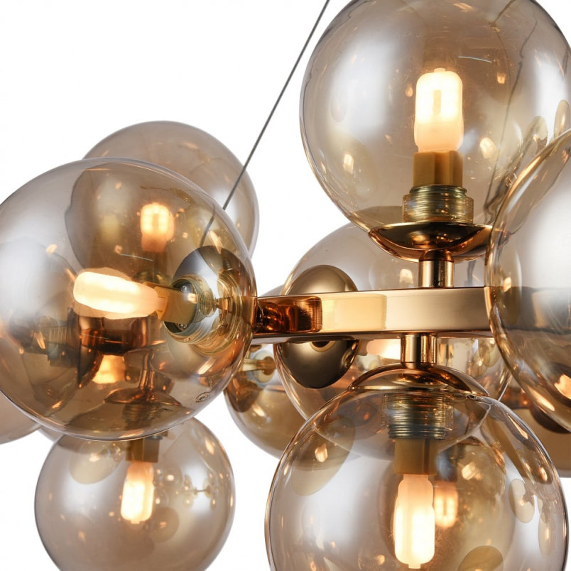 Lampa wisząca okrągła szklane kule Dallas XXV 69cm bursztynowy / złoty Maytoni
