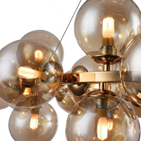 Lampa wisząca okrągła szklane kule Dallas XXV 69cm bursztynowy / złoty Maytoni