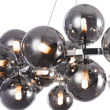 Lampa wisząca okrągła szklane kule Dallas XXV 69cm szkło dymione / chrom Maytoni