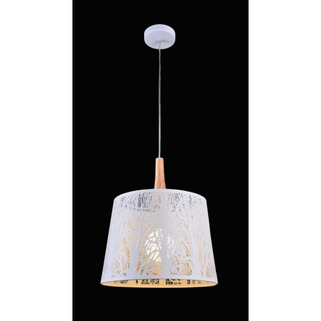 Lampa wisząca ażurowa z drewnem Lantern 35cm biała Maytoni