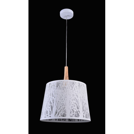 Lampa wisząca ażurowa z drewnem Lantern 35cm biała Maytoni