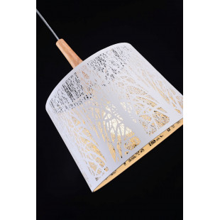 Lampa wisząca ażurowa z drewnem Lantern 35cm biała Maytoni