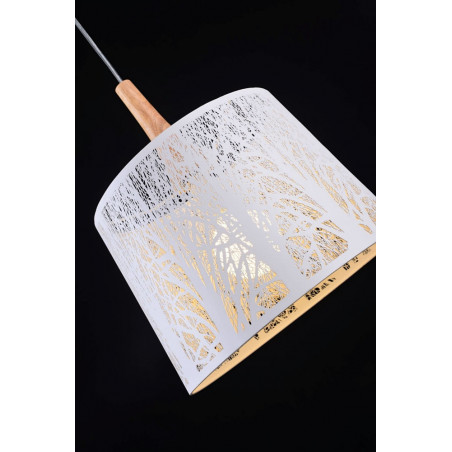 Lampa wisząca ażurowa z drewnem Lantern 35cm biała Maytoni